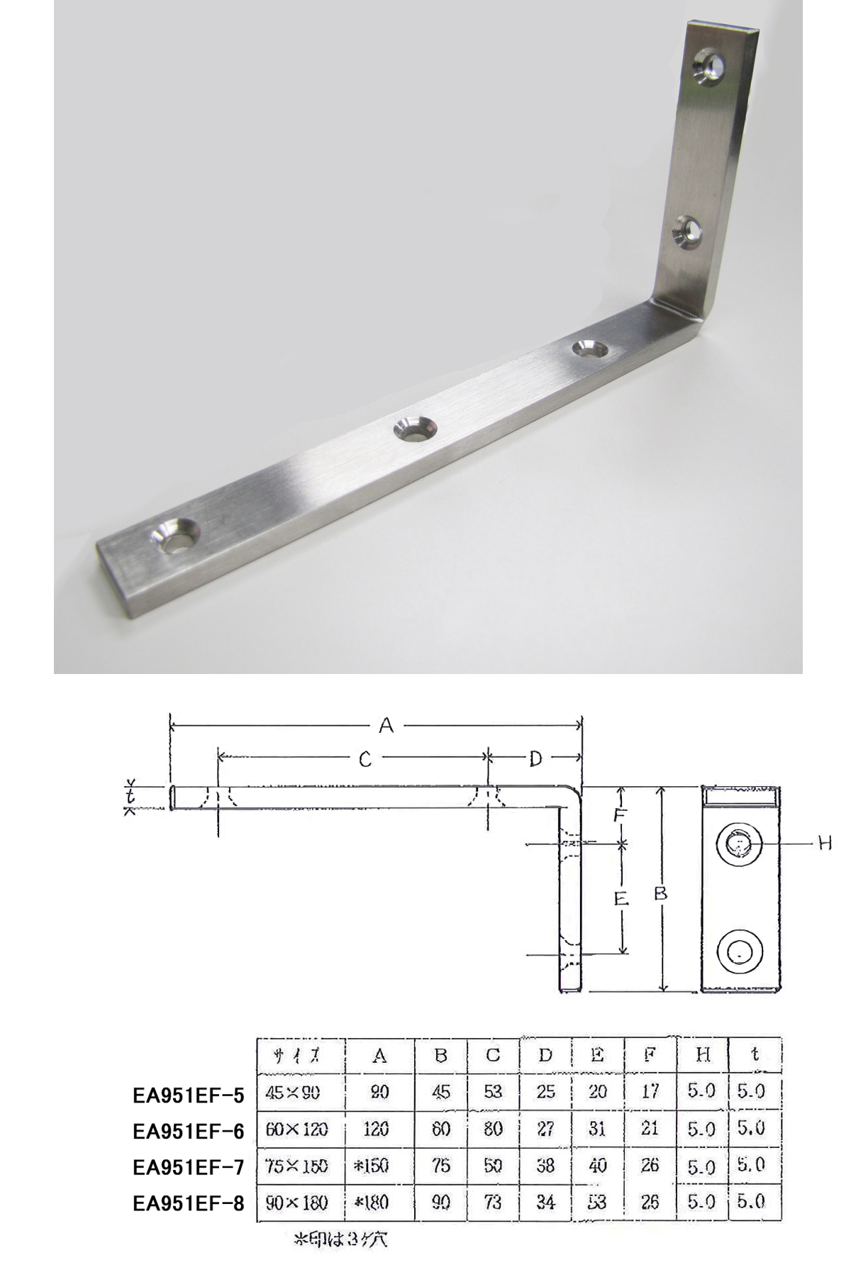 エスコ ESCO 75x150x16mm アングル ステンレス製 EA951EF-7