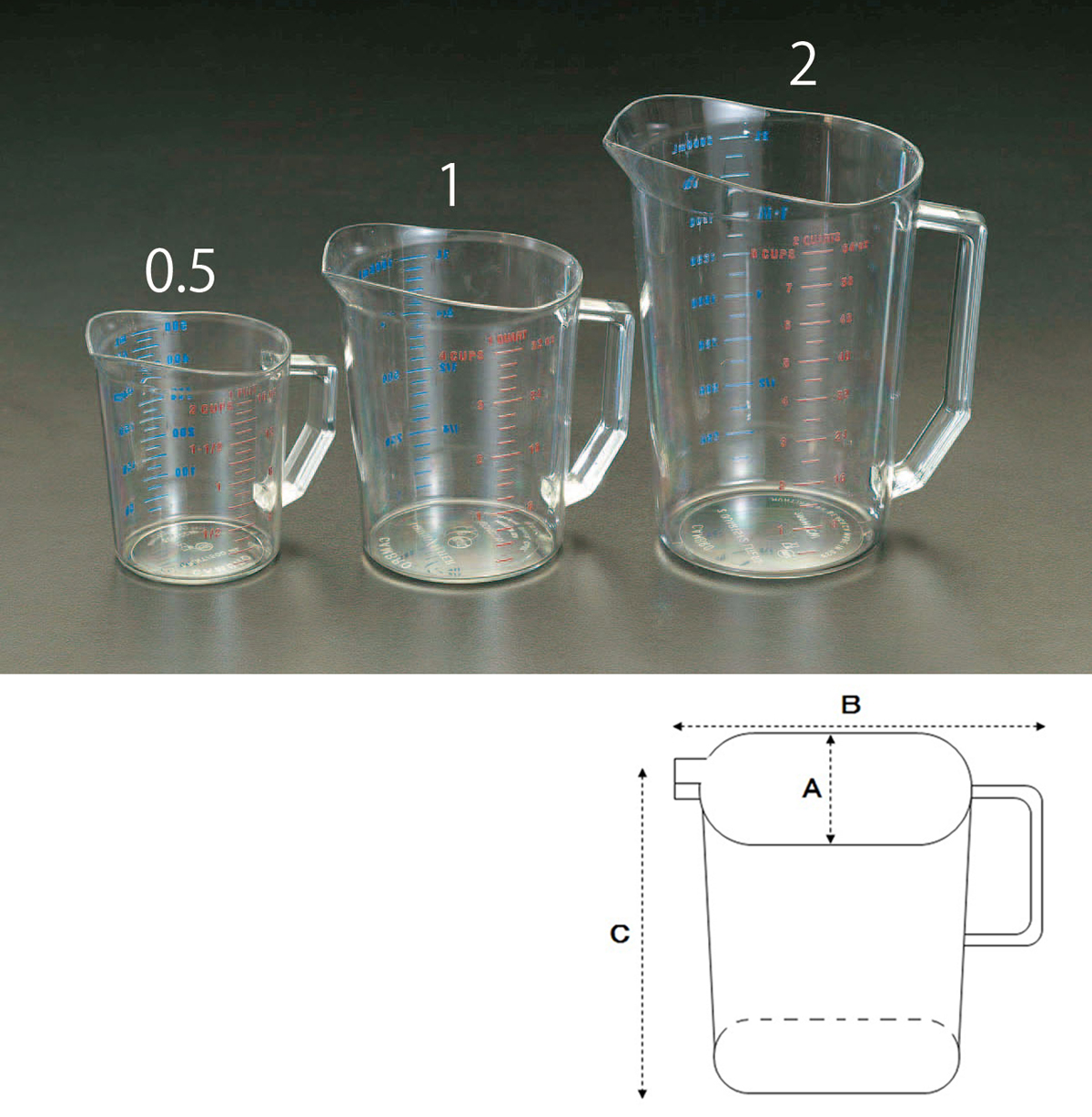 エスコ ESCO 1000ml 計量カップ ポリカーボネイト EA991KP-1