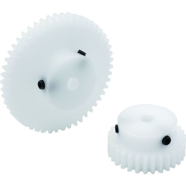 白POM平歯車 32B＊0503 形状B1 モジュール0.8 歯数32 歯幅5mm 穴径Φ3mm