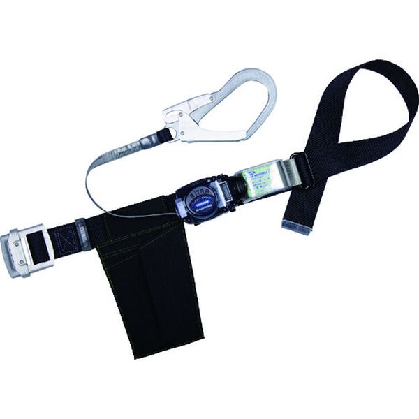 胴ベルト型墜落制止用器具(巻取タイプ)ロック機構なし リトライト 黒 Mサイズ 幅50MM×長さ1200MM