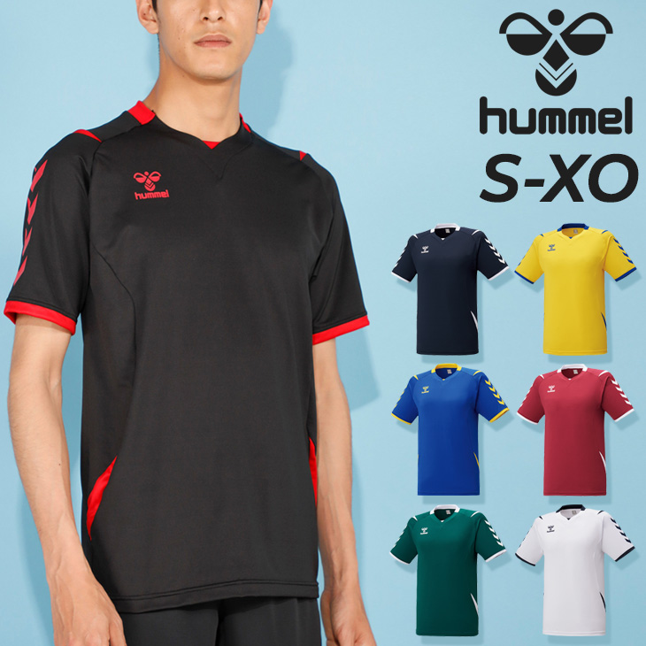 ヒュンメル 半袖 ゲームシャツ メンズ hummel サッカー フットサル ハンドボール スポーツウェア ウエア 吸汗速乾 男性 男子 ユニフォーム チーム 部活 シンプル メンズウェア ウエア 半袖