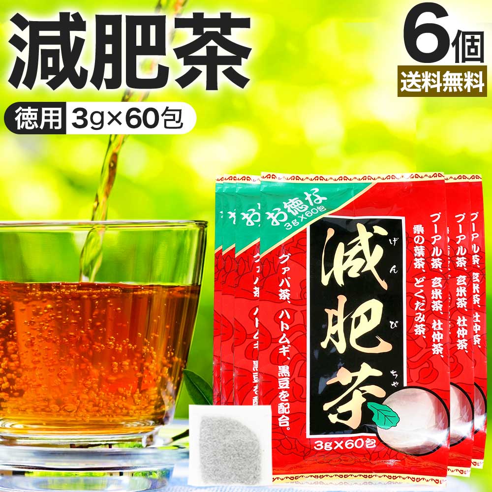 お徳な減肥茶 3g×60包×6個セット 送料無料 宅配便 減肥茶 ダイエット ダイエット食品 ダイエット茶 茶葉 100％ ティーパック ティー