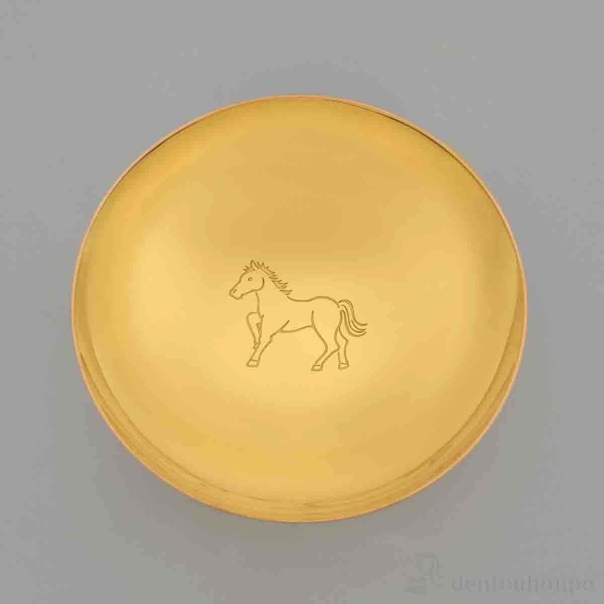 「送料無料」 純金製 玉杯 「午」 K24 65g 桐箱入り ( お正月 新年 午 馬 十二支 2026年 開運 東京銀器（金工芸） 結婚 出産 )