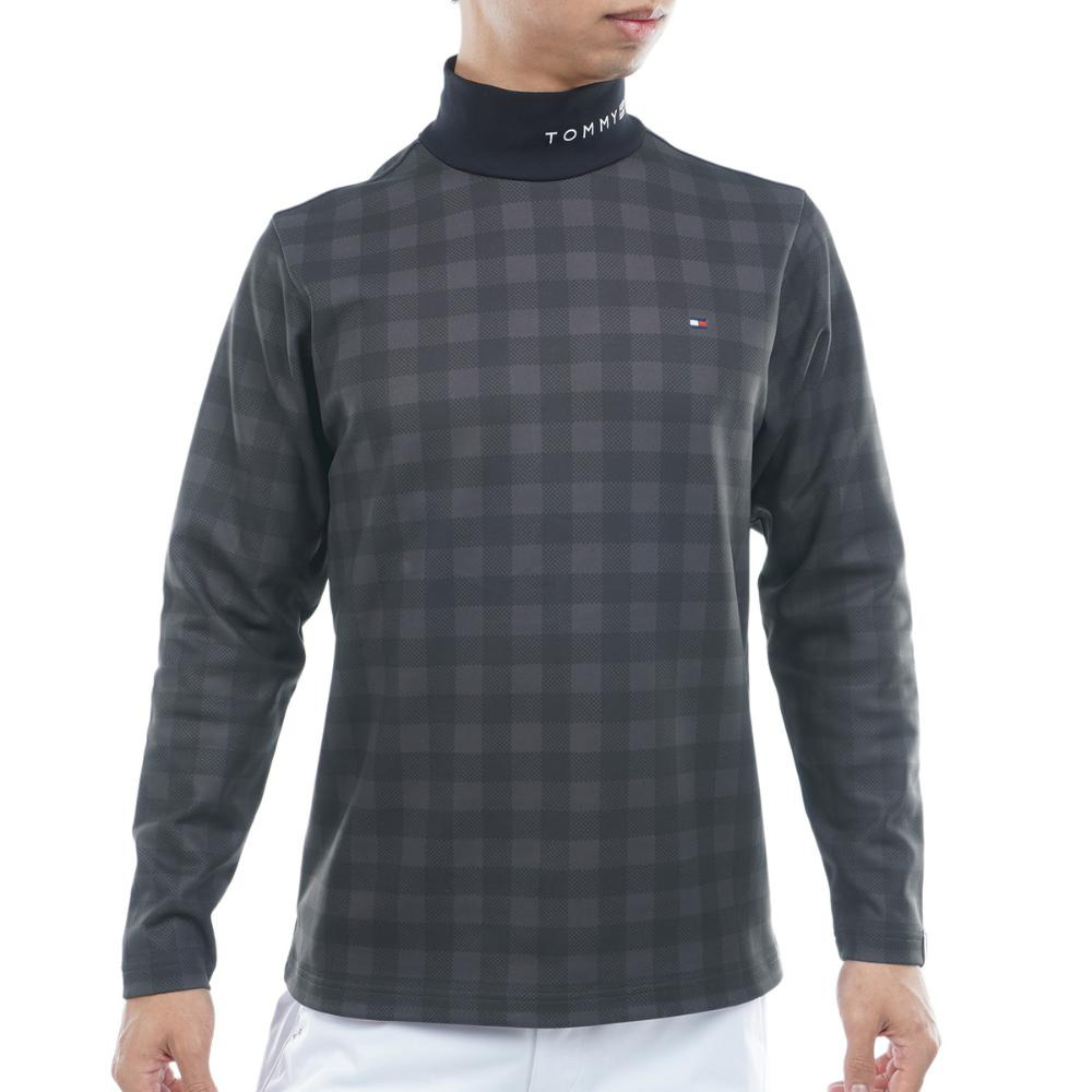 【ポイント5％！3/13 21:00〜22:59限定】トミーヒルフィガー(TOMMY HILFIGER)ゴルフウェア チェック柄 長袖ハイネックシャツ THMA569-BLK