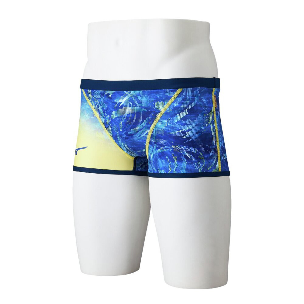 【ポイント5％！10/3 21:00〜22:59限定】?ミズノ(MIZUNO)競泳水着 メンズ 水泳 練習用ショートスパッツ 青×黄 SS-LLサイズ N2MBD07184(M
