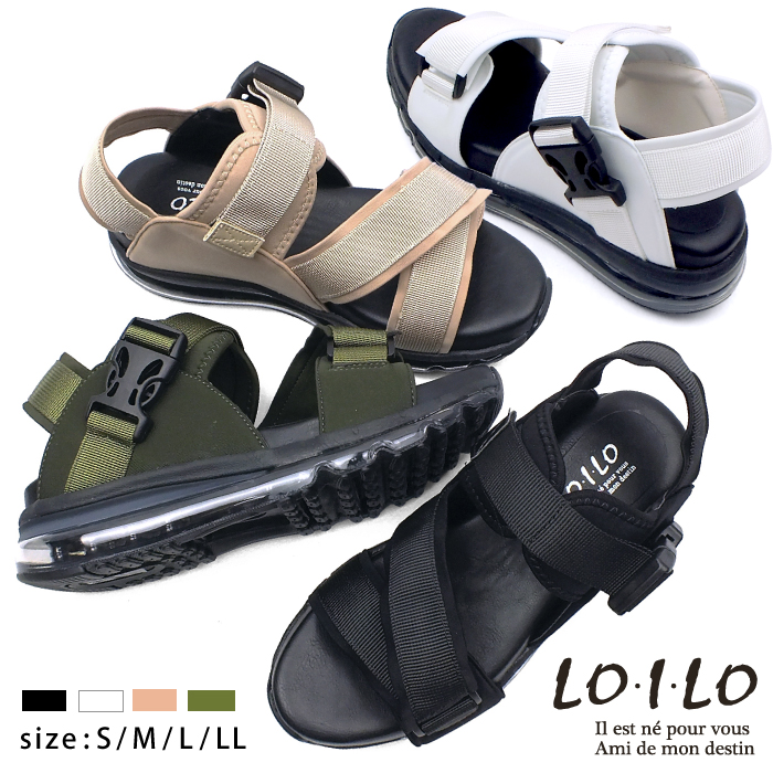 エアソール スポーツサンダル 厚底 ベルクロ 面ファスナー マジックテープ ネックストラップ 快適 痛くない 歩きやすい 疲れない 靴 婦人