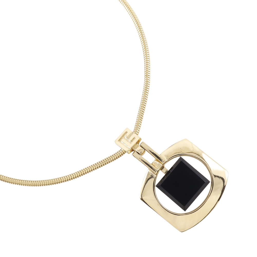 PIERRE BALMAIN ピエール・バルマン 金メッキ 黒 ネックレス 20.2g レディース 【中古】