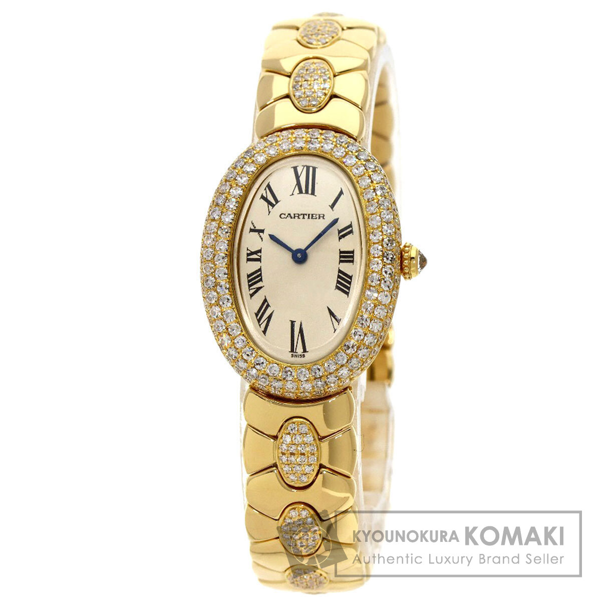 カルティエ CARTIER 1920 ベニュワール SM ダイヤモンド 腕時計 K18イエローゴールド 中古