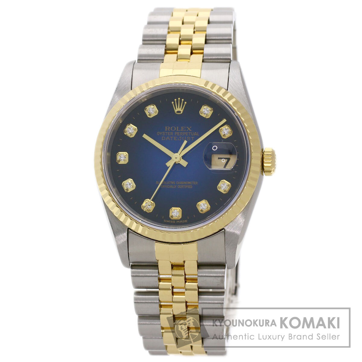 商品番号：60201387 タイプ：デイトジャスト 10P ダイヤモンド ブルーグラデーション 16233G W番 素材：ケース）ステンレススチール バンド）SSx K18YG ベゼル）K18YG サ