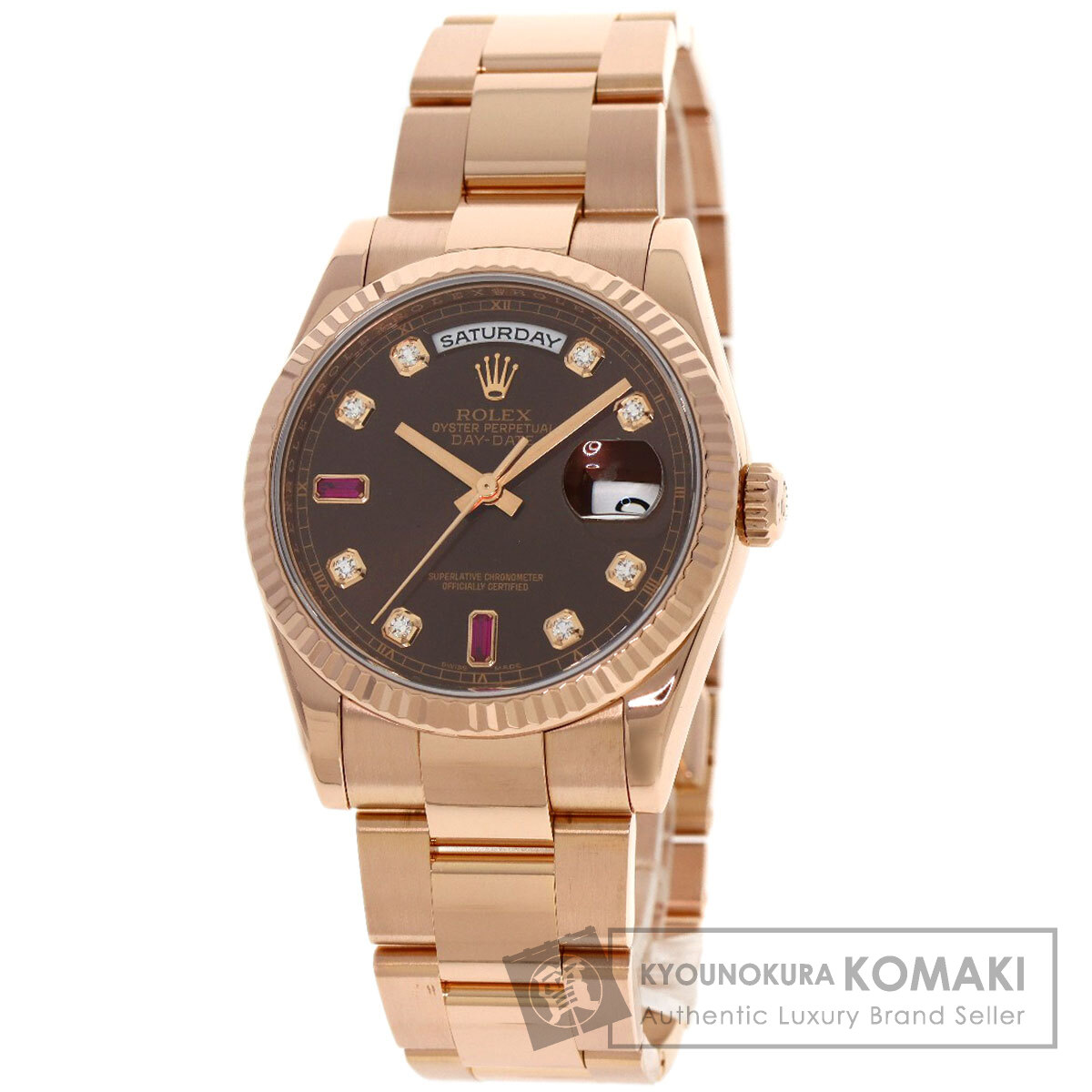 ロレックス ROLEX 118235F デイデイト ルビー ダイヤモンド 腕時計 K18ピンクゴールド K18PG 中古
