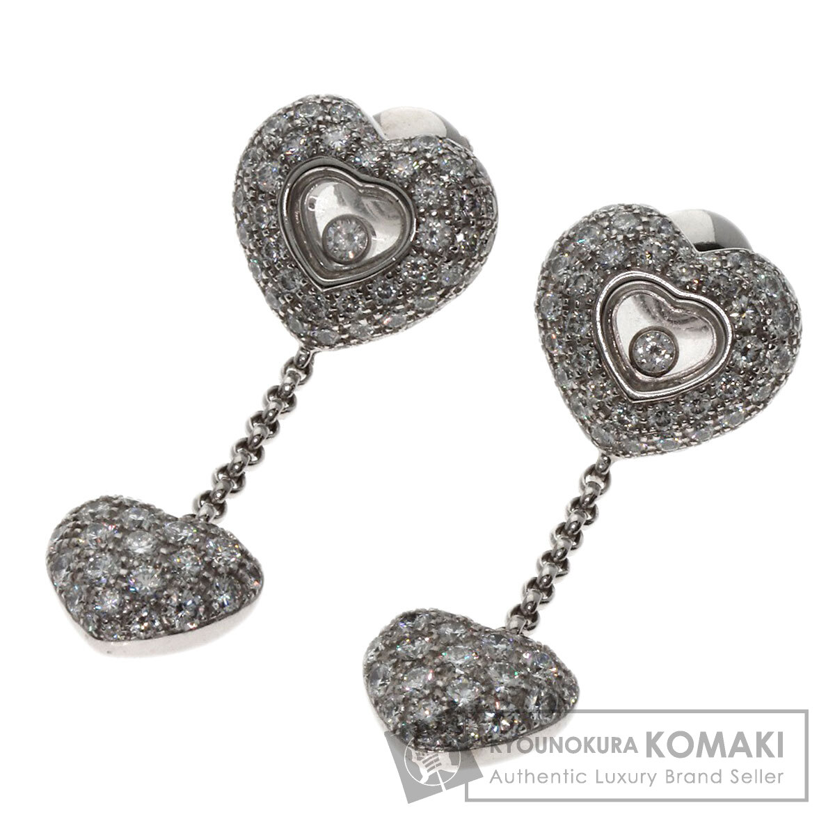 ショパール Chopard ハッピーダイヤモンド ピアス K18ホワイトゴールド レディース 中古