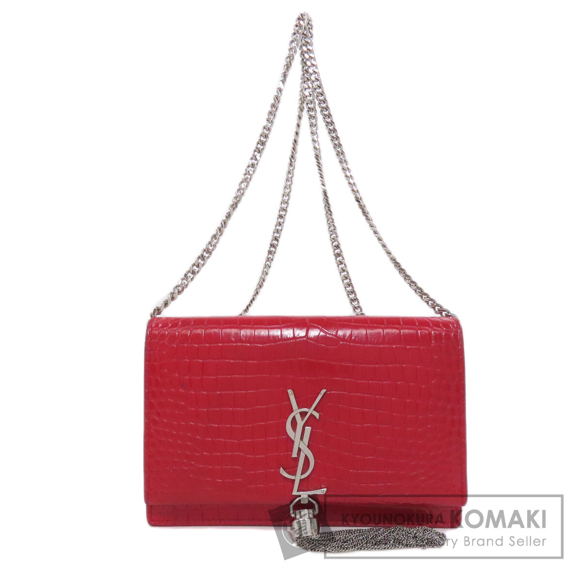 イヴ・サンローラン YVES SAINT LAURENT チェーンウォレット 型押し 長財布（小銭入れあり） 中古