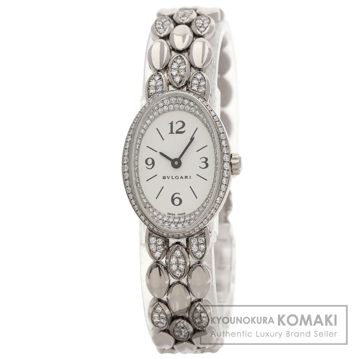 ブルガリ BVLGARI 0VW27G オーバル ベルト・ベゼル ダイヤモンド 腕時計 K18ホワイトゴールド 中古