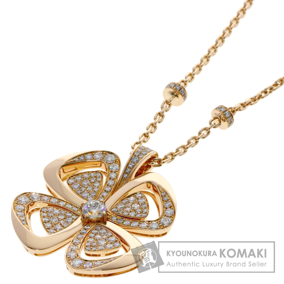 ブルガリ BVLGARI フィオレヴァー ダイヤモンド ネックレス K18ピンクゴールド レディース 中古