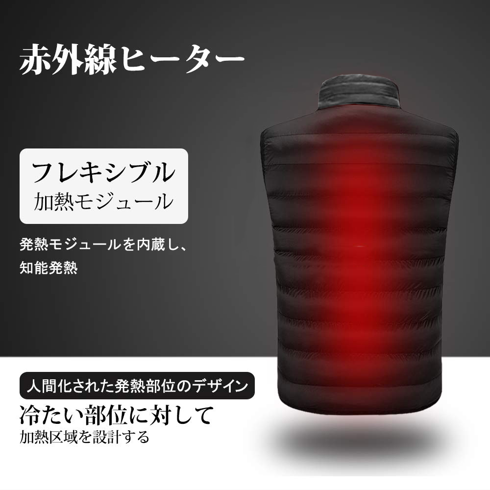 素材構成: コットン【臭いがない】他の電熱ベストと比較して、この電熱ベストの進化版は加熱後も臭いがありません。遠赤外線磁気療法ライニングの材質は人体の熱を反射して保温効果を得て熱を循環させることができ