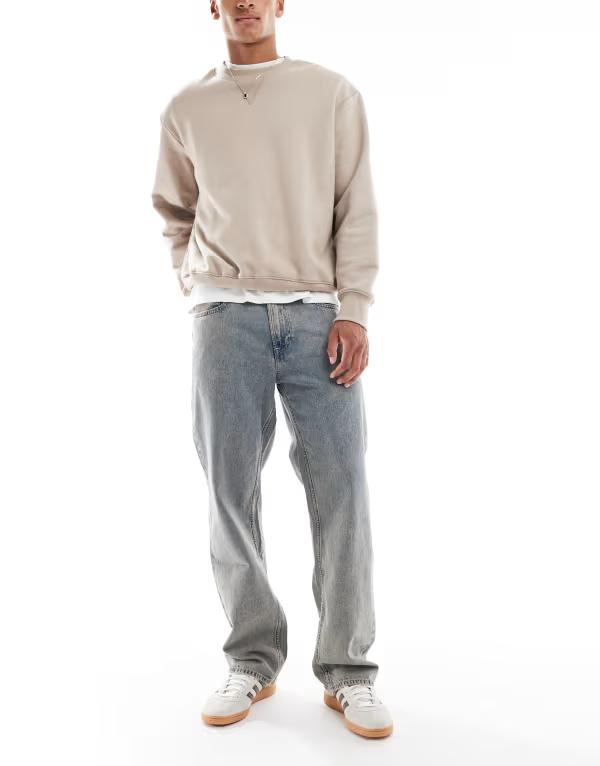 カルバンクライン メンズ デニムパンツ ボトムス Calvin Klein Jeans 90s straight jeans in grungey dark wash TAUPE SAND