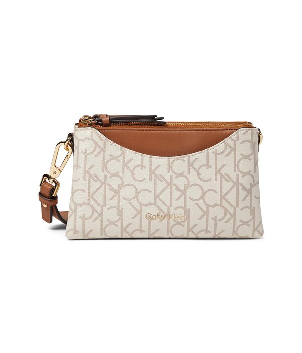 カルバンクライン レディース ハンドバッグ バッグ Chrome Signature Crossbody Vanilla/Khaki/Caramel/White