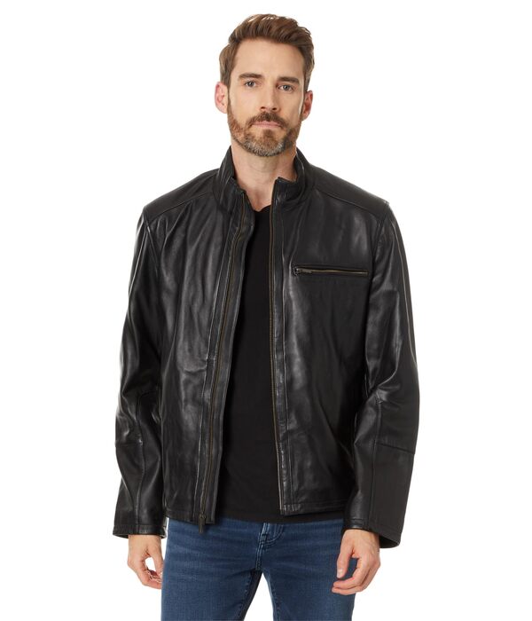 コールハーン メンズ コート アウター Smooth Lamb Jacket Black 2