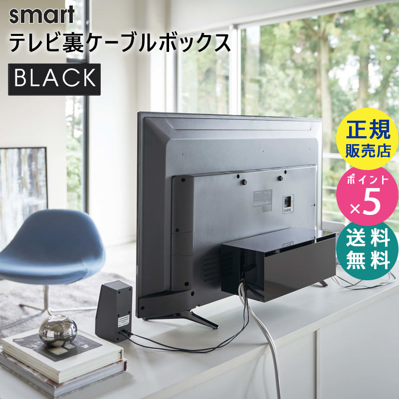 YAMAZAKI (山崎実業) smart スマート テレビ裏ケーブルボックス ブラック 4988 収納 電源タップ 箱 省スペース VESA 04988-5R2