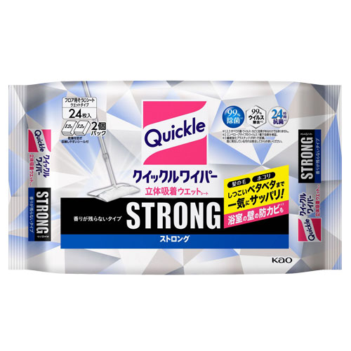 花王 クイックルワイパー 立体吸着ウエットシート ストロング 香りが残らないタイプ 24枚入 掃除用品 床掃除 床 フローリング 掃除