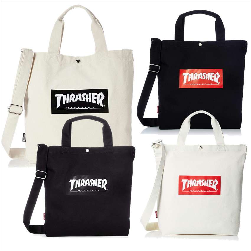スラッシャー コットンキャンパス プリントロゴ トートショルダー 2WAY A4サイズ ブランド バッグ 手提げ THC803 A4 布 帆布20082094