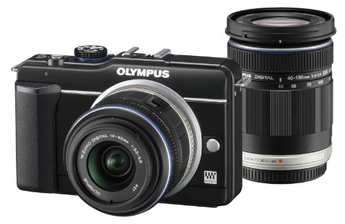 OLYMPUS ミラーレス一眼 E-PL1s ダブルズームキット ブラック E-PL1s TKIT (中古品)