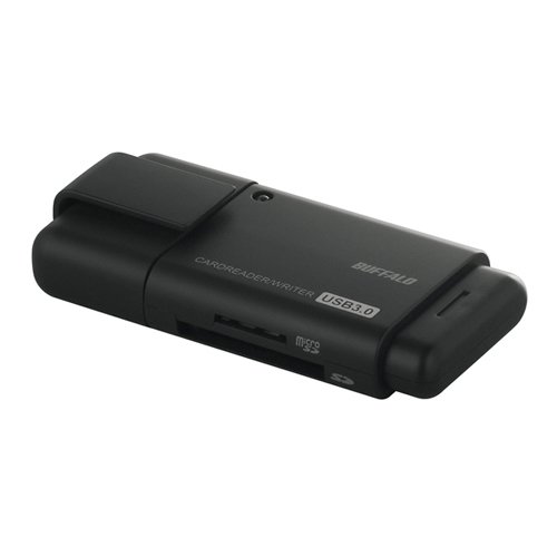 (中古品)i BUFFALO USB3.0対応 SD専用カードリーダー/ライター ブラック Black 黒 9倍速 USB3.0バスパワーモデル BSCRD04U3BK/バッファロー/BSCRD04U