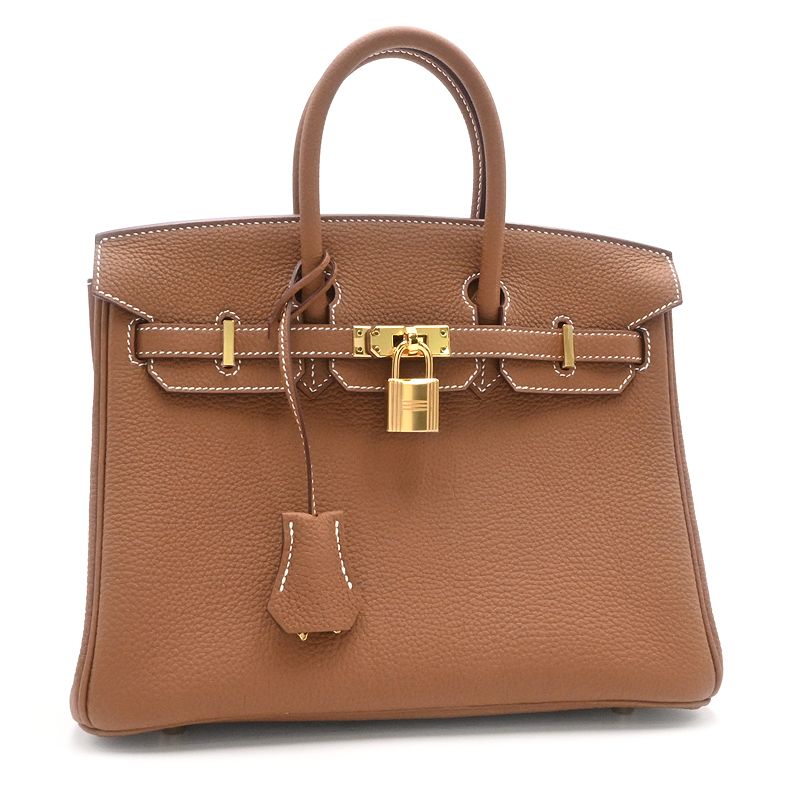 エルメス バーキン25 W刻印 2024年製 トゴ ゴールド ゴールド金具 ハンドバッグ 手提げバッグ トートバッグ ブラウン 茶色 中古 送料無料