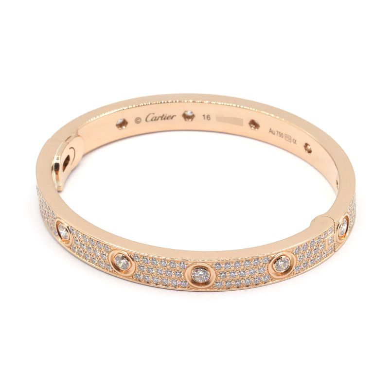 カルティエ Loveブレスレットクラシックモデル #16 実測15cm N6727216 K18PG パヴェダイヤ 10PD ピンクゴールド 地金約39g 中古 送料無料