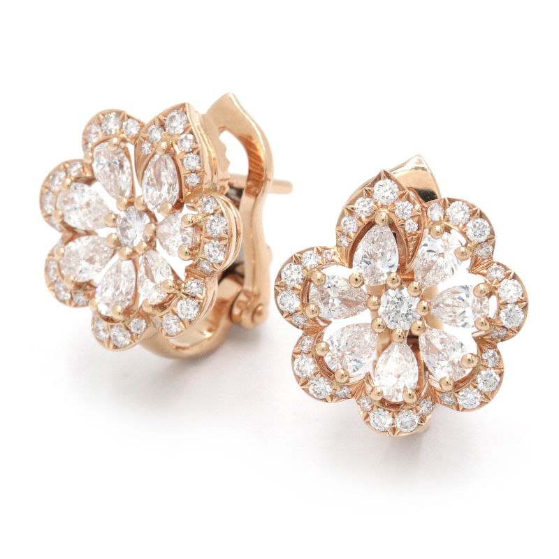 ショパール プレシャスレースミニフルフルピアス 848347-5001 K18RG 両耳合計1.63ctダイヤモンド ローズゴールド 地金6.4g 中古 送料無料