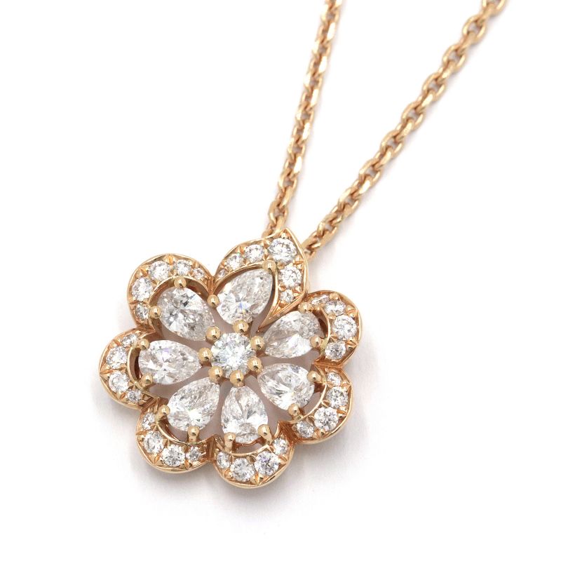 ショパール プレシャスレースミニフルフルペンダント 798347-5001 K18RG 1.04ctダイヤ ネックレス ローズゴールド 地金6.6g 中古 送料無