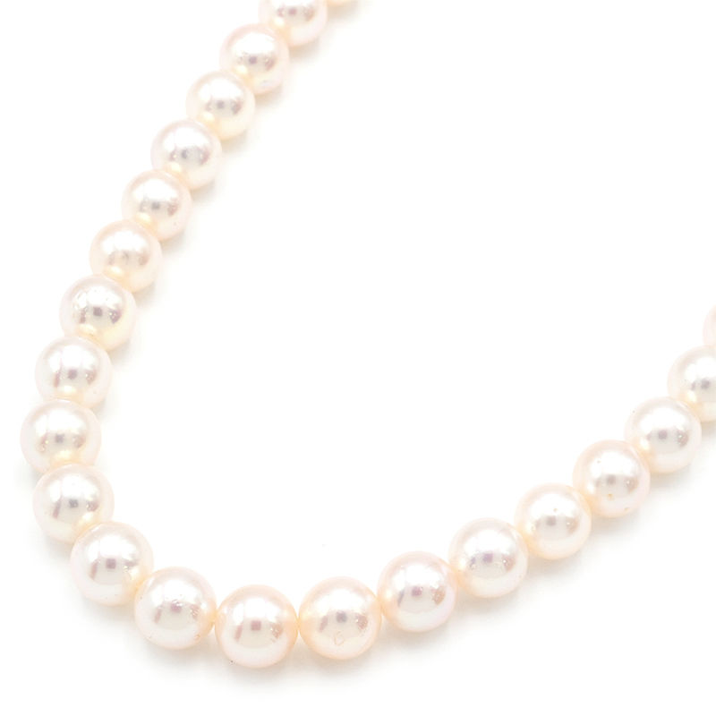 約7mm天然あこやパールネックレス K18YG あこや真珠ネックレス 一連 数珠ネックレス 40cm イエローゴールド 地金約2g 中古 送料無料