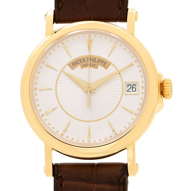 [3年保証] パテックフィリップ メンズ カラトラバ オフィサー 5153J-001 K18YG 裏スケ カレンダー シルバー 自動巻き 腕時計 中古 送料無