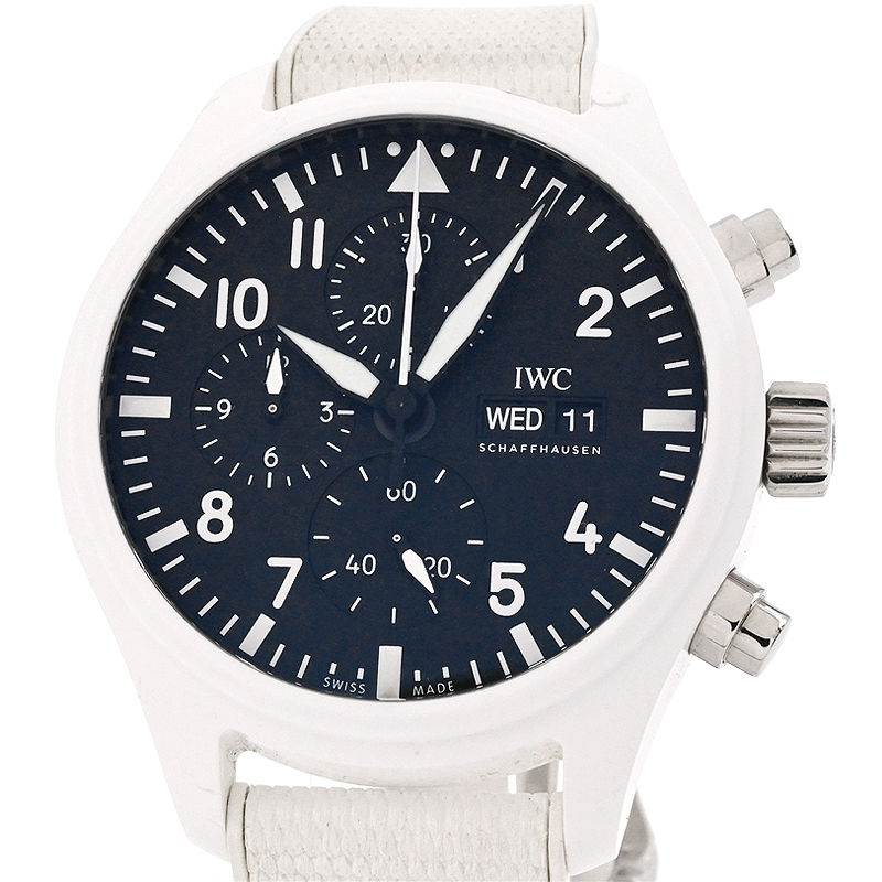 [3年保証] IWC メンズ パイロットウォッチ クロノグラフ トップガン レイクタホ IW389105 箱保 ホワイト 自動巻き 腕時計 中古 送料無料