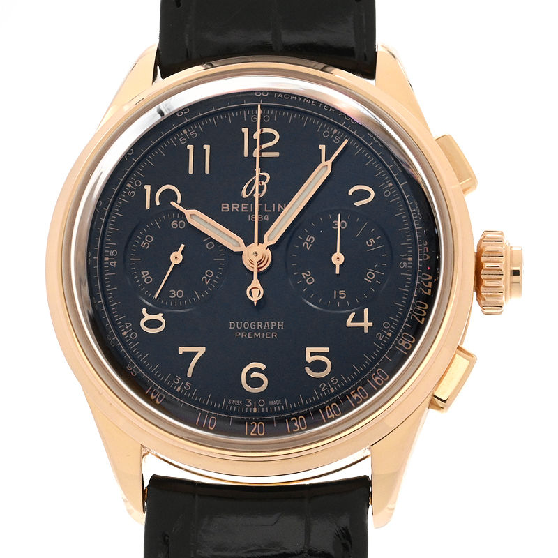 [3年保証] ブライトリング メンズ プレミエ B15 デュオグラフ 42 RB1510251B1P1 RB1510 K18RG クロノグラフ 手巻き 腕時計 中古 送料無料