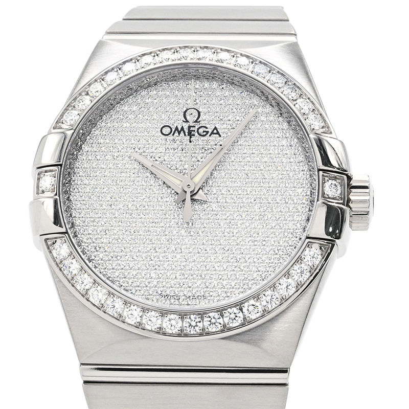 [3年保証] オメガ メンズ コンステレーション 123.55.38.20.99.001 K18WG ダイヤベゼル 全面ダイヤ文字盤 自動巻き 腕時計 中古 送料無料