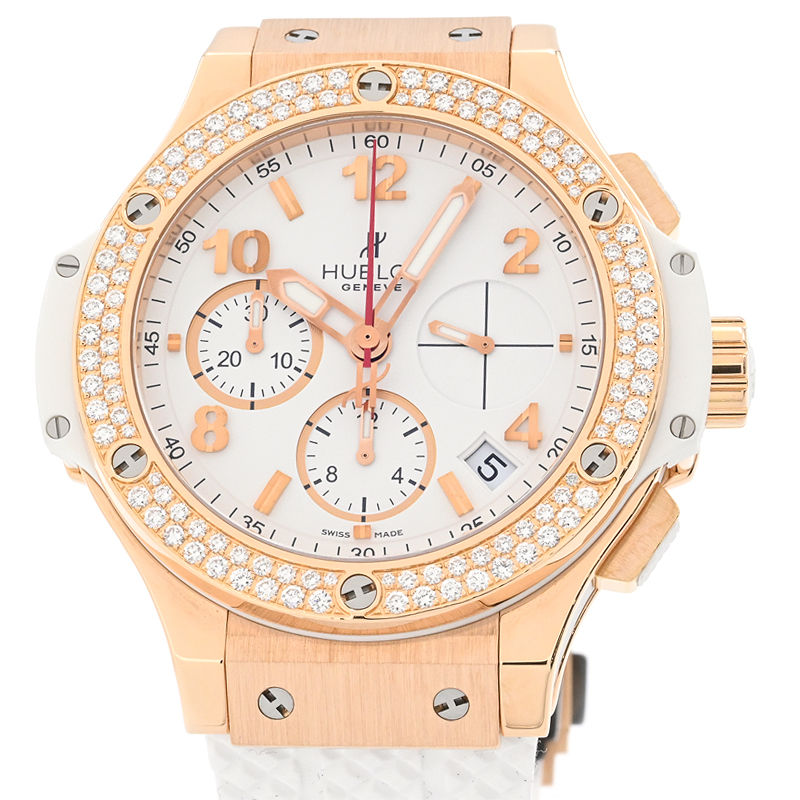 [3年保証] ウブロ メンズ ビッグバン ポルトチェルボ 341.PE.230.RW.114 K18PG ダイヤモンド ホワイト 自動巻き 腕時計 中古 送料無料