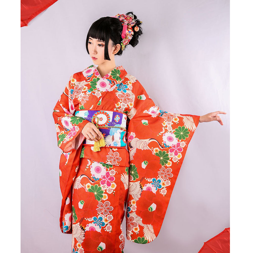 プチプラ送料無料 二尺袖着物 女性 振袖 単品 洗える グリーン 花柄 レディース 卒業式 花火大会通販