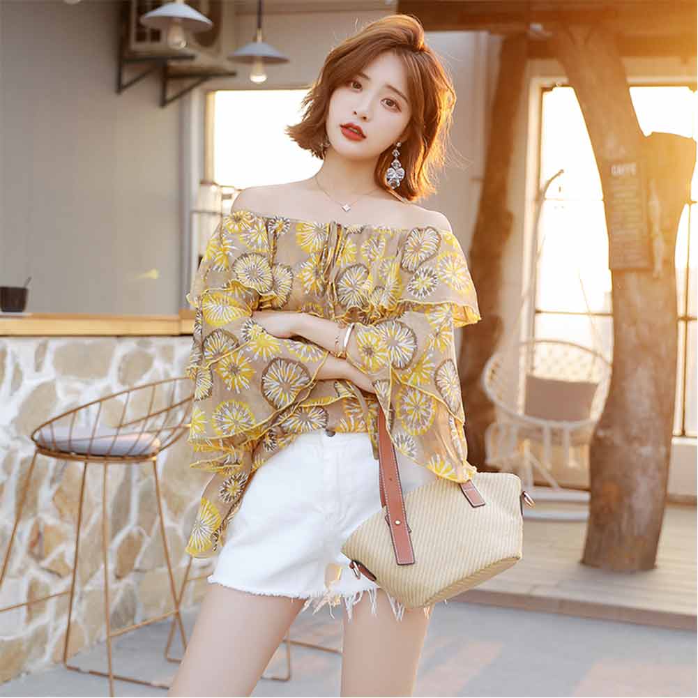 プチプラブラウス レディース おしゃれ オフショルダー トップス 肩出し ニーナ 袖リボン オフショルダーストライプブラウス通販