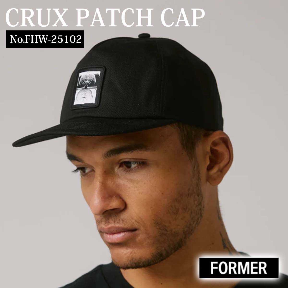 25 SS FORMER フォーマー キャップ 帽子 パッチ スナップ アウトドア マリンスポーツ サーフィン ユニセックス 2025年春夏 CRUX PATCH CAP 品番 FHW-25102 F