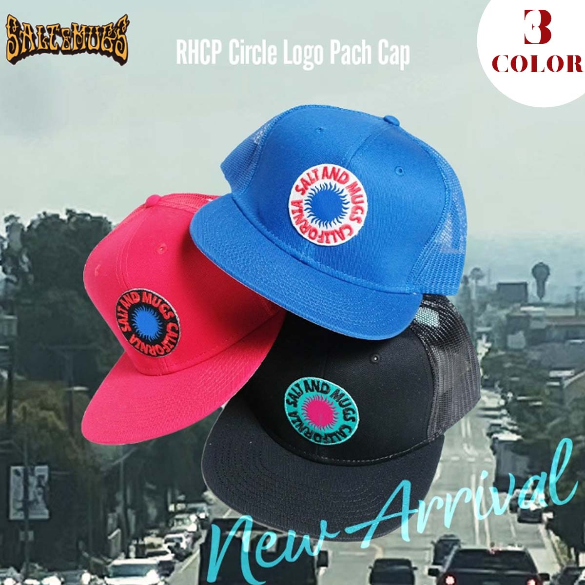 24 SS SALT＆MUGS ソルトアンドマグス キャップ RHCP Circle Logo Poch Cap 帽子 ロゴ付き メッシュ アウトドア サーフィン マリンスポーツ ユニセックス 202