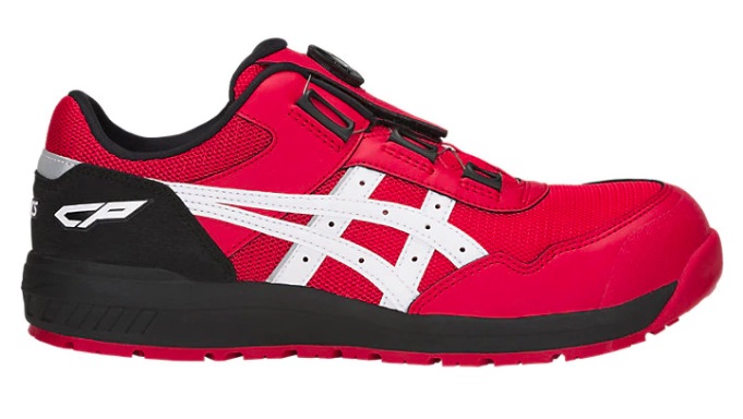 アシックス asics ウィンジョブ CP209Boa 1271A029.602 クラシックレッドxホワイト JSAA規格A種認定品。A種 ガラス繊維強化樹脂の軽量先芯を使用。 靴底の意匠とラバー配合