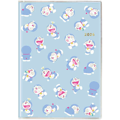 ドラえもん 2026年 手帳 ファミリーダイアリー A6変形 月間 家族 ライフログ 10月始まり カバー付 かわいい 日本製 送料無料