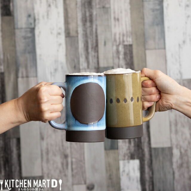 美濃焼 食器 ギフト BOX入 ビッグマグ 黒土 600cc 選べる2柄 丸紋 点々 φ 85×140mm マグカップ アワサカ 陶器 日本製 おしゃれ 夫婦 お