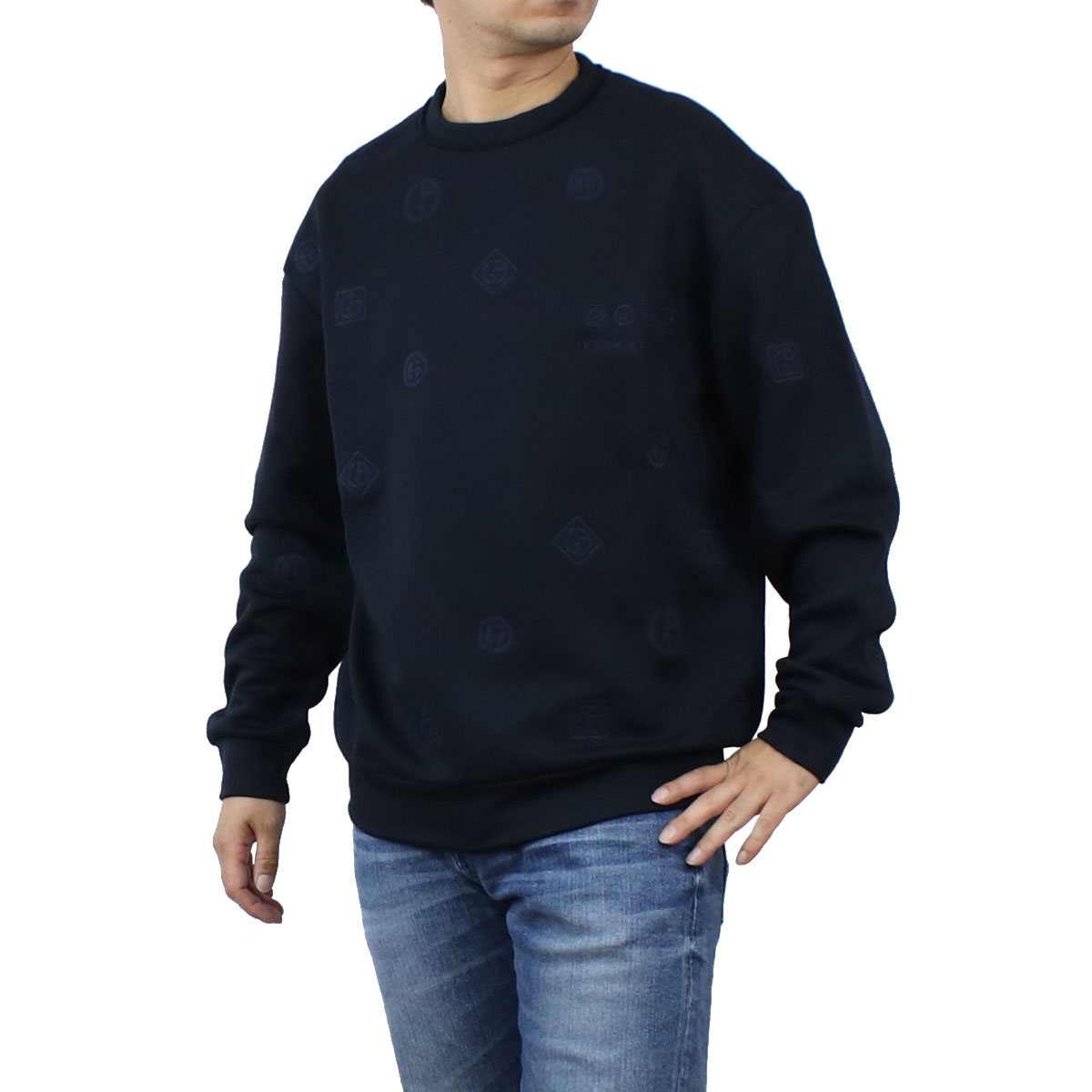 【新品】ジョルジオ・アルマーニ GIORGIO ARMANI メンズ スウェット トレーナー トップス ブランド 6LSM71 SJPHZ FBWZ BLU GRAFITE ネイ