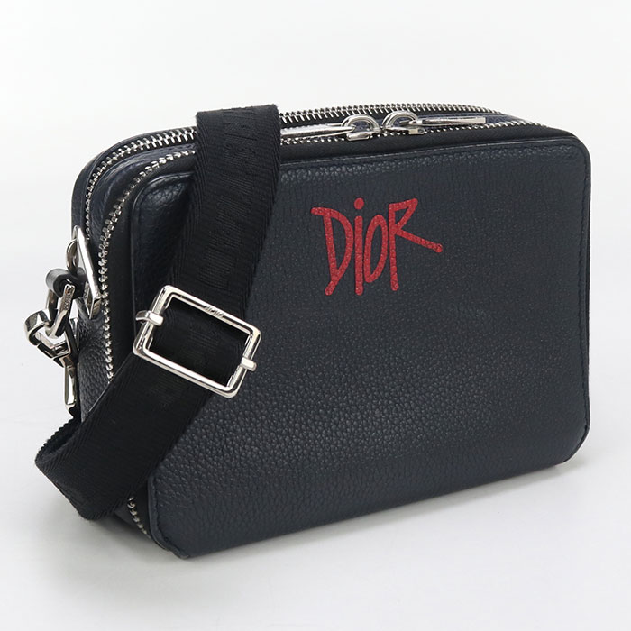 中古良品DIOR ディオール 斜め掛け ショルダーバッグ ステューシー コラボ メンズ ネイビー