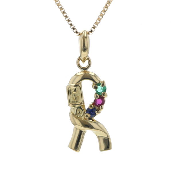 Roberta di Camerino ロベルタ K18YG イエローゴールド ネックレス エメラルド ルビー サファイア Rロゴ 41cm【新品仕上済】【zz】【中古