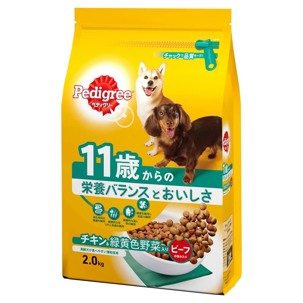 商品説明■商品詳細 高齢犬が食べやすい薄型粒を採用！ ●１１歳以上の高齢犬用の総合栄養食ドライフードです。 ●高齢犬にとっての食べやすさに配慮して、薄型の粒を採用しました。 ＊実際の粒の色・形と若干異
