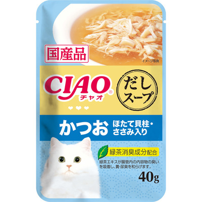 商品説明■商品特徴 かつおとささみの細かめフレークに風味豊かなほたて貝柱を加え、おいしいほたてだしで仕上げました。 4901133618611 ■原材料 鶏肉（ささみ）、かつお、ほたて貝柱、ほたてエキ