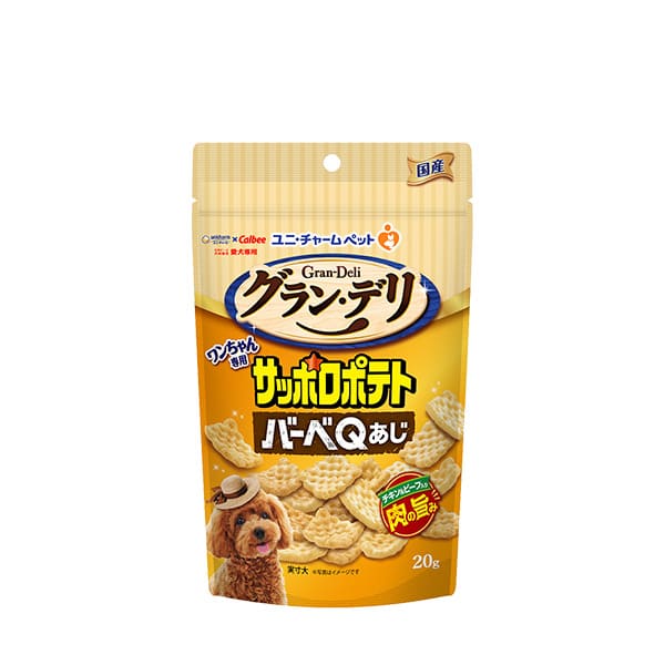 商品説明■商品特徴 サクッとした食感とお肉の旨みが楽しめるワンちゃん専用サッポロポテト バーベＱあじです。 4520699663875 ■原材料 でん粉、小麦粉、ショ糖、乾燥じゃがいも、肉類(チキンエ